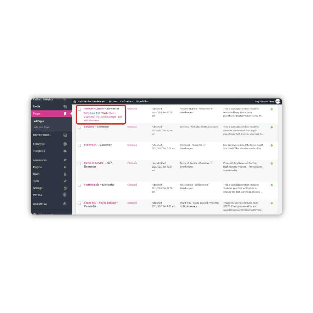 Resources page